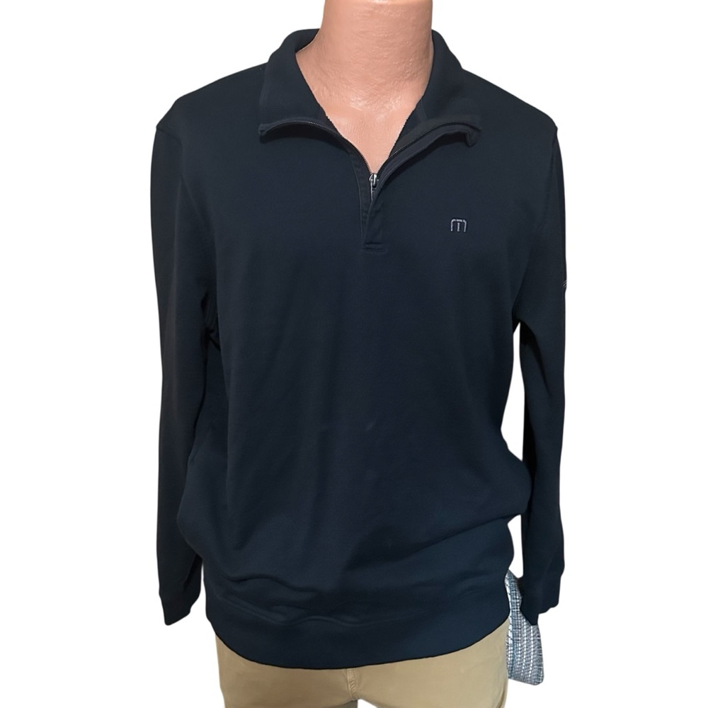 Travis Mathew Cloud Quarter Zip Sweatshirt Navy Blue Sz LG
